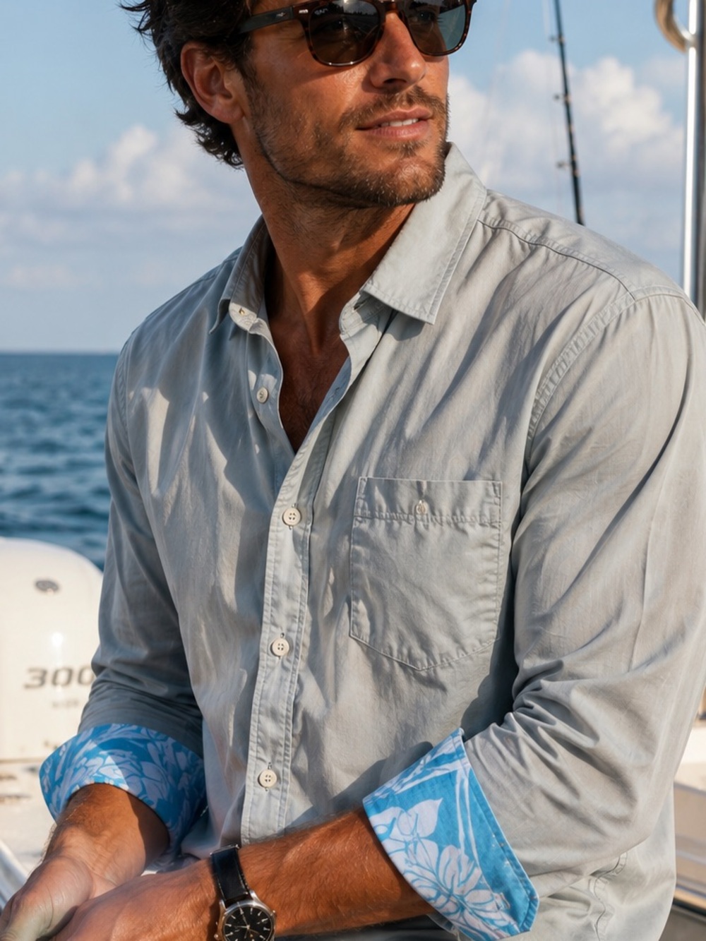Tommy Bahama Spring Performance Fishing Button Down Long Sleeve Shirt